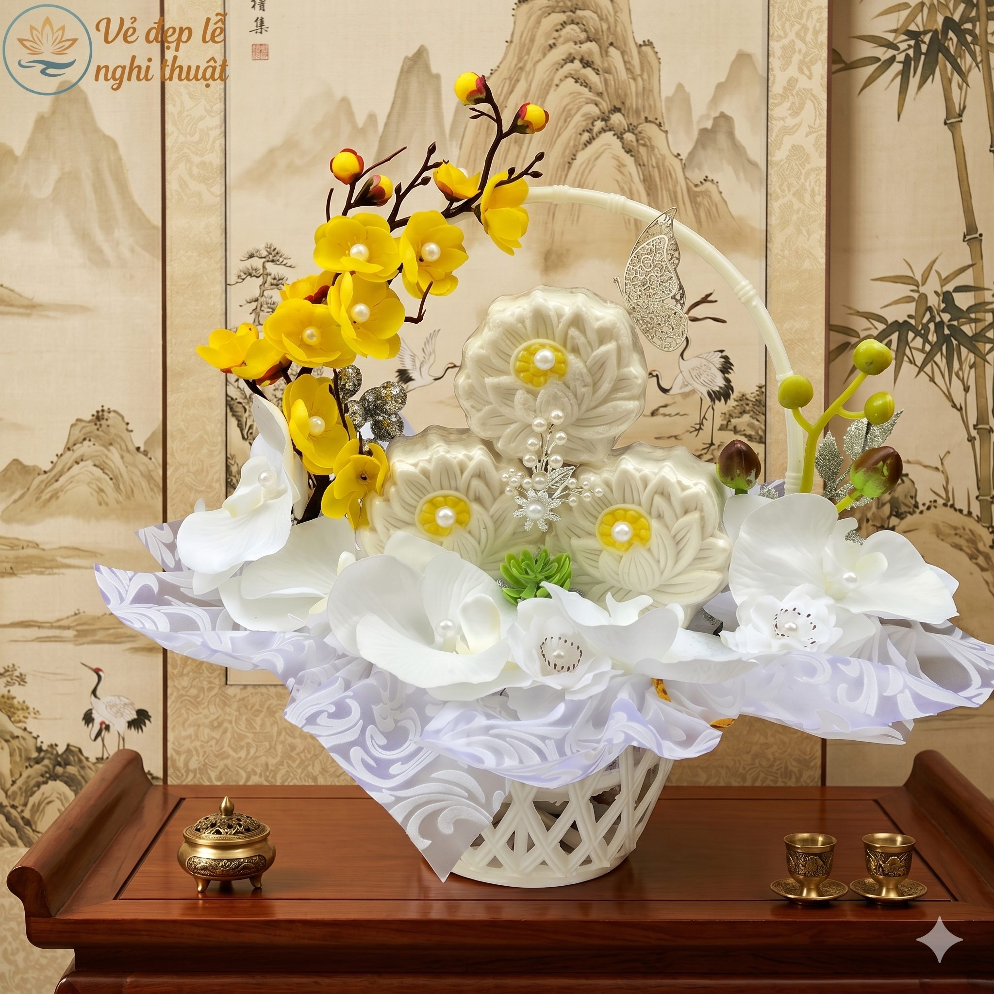 Giỏ oản sen trắng LYO-015