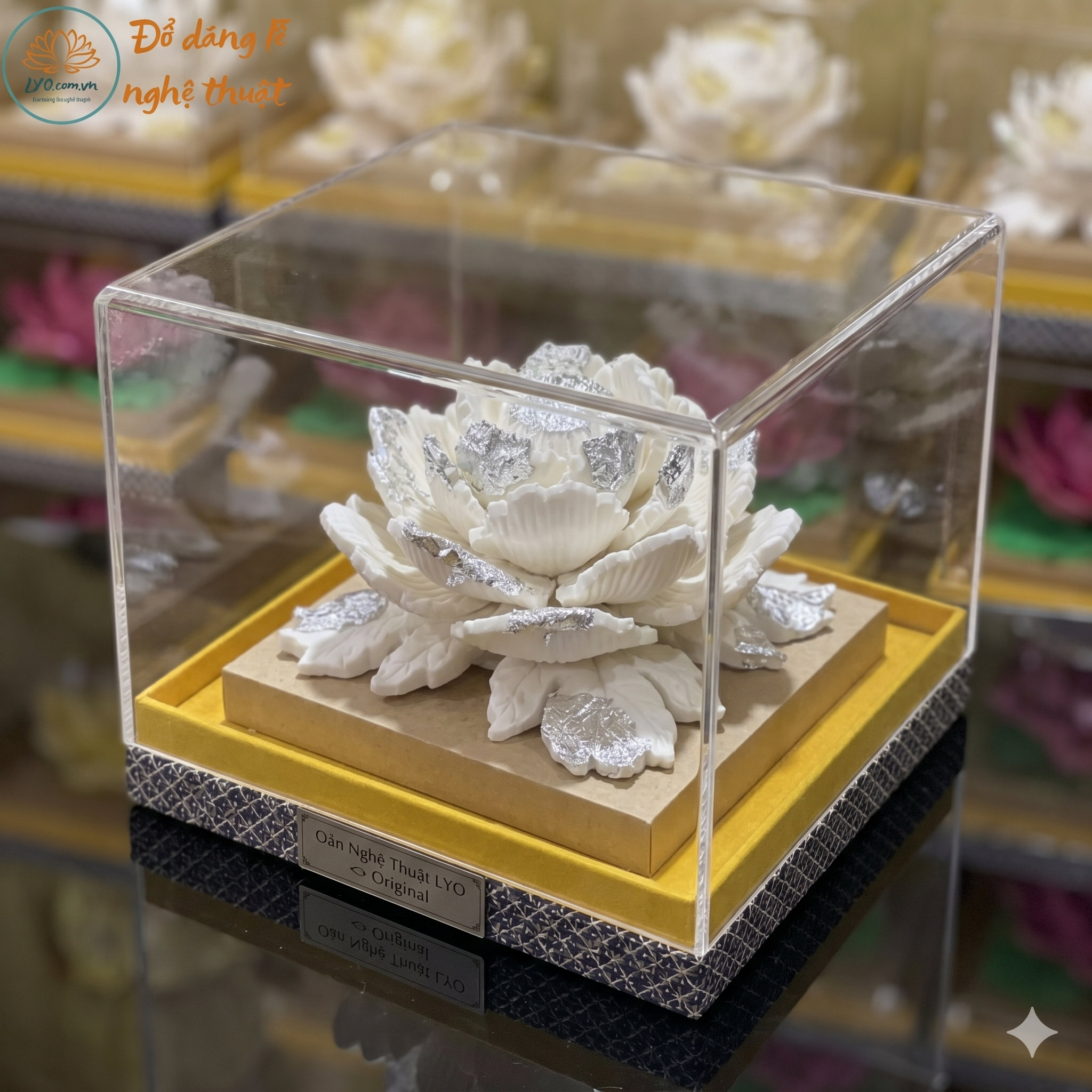 Oản Hoa Mẫu Đơn Dát Bạc LYO-087